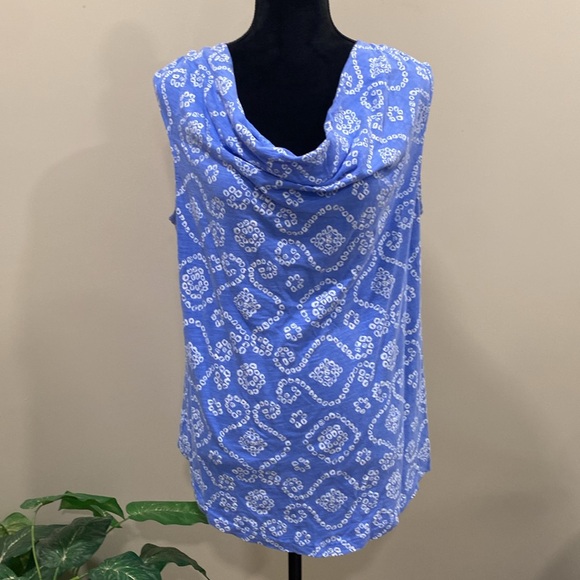 iCantoo Cowl Neck Tank Top in Periwinkle with White Design - Picture 1 of 9